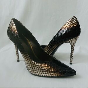 Stuart Weitzman Snake-Print Leather Stiletto Pumps